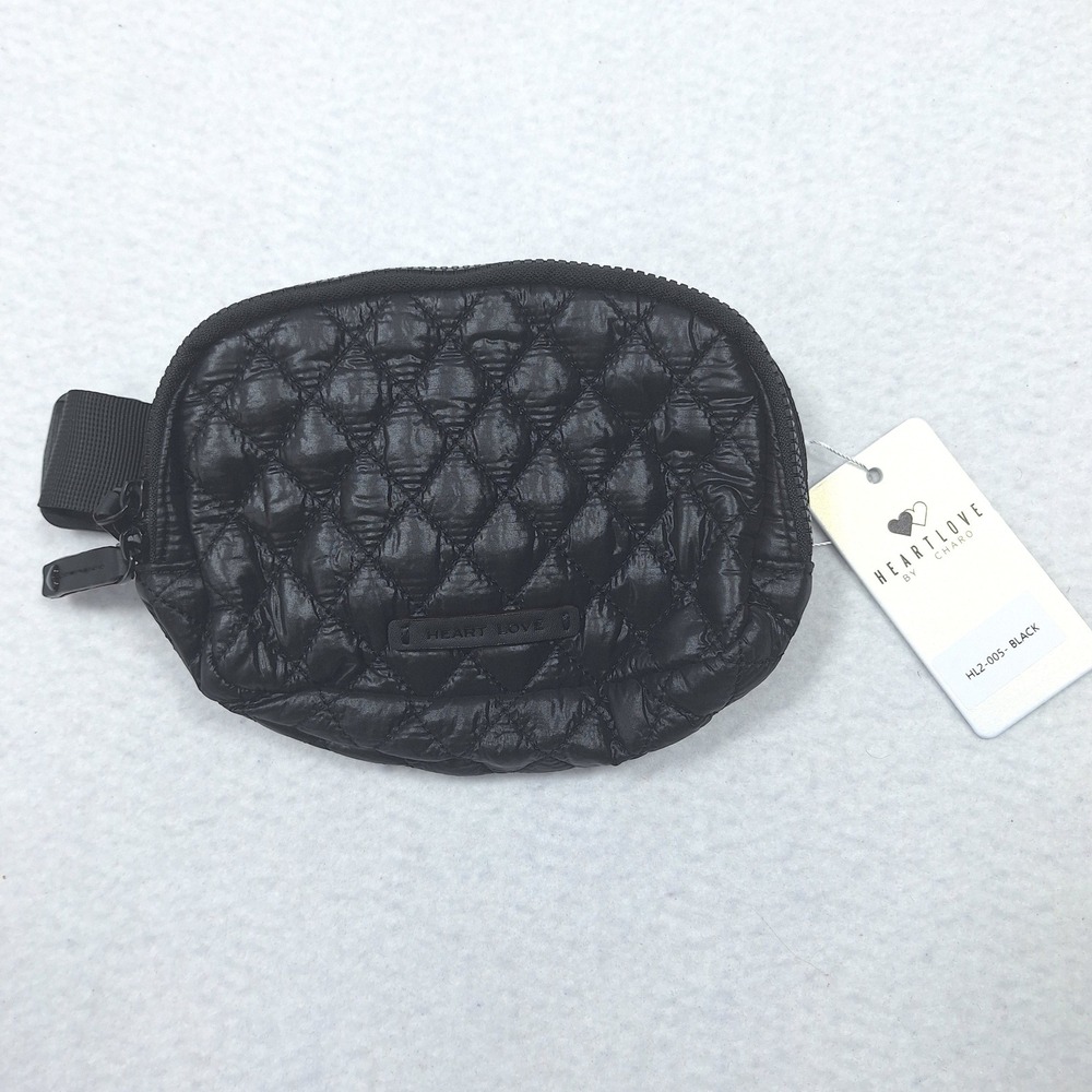 HeartLove by Charo Belt Bag Womens Small Black Quilted Puffer Fanny Pack HL2-005